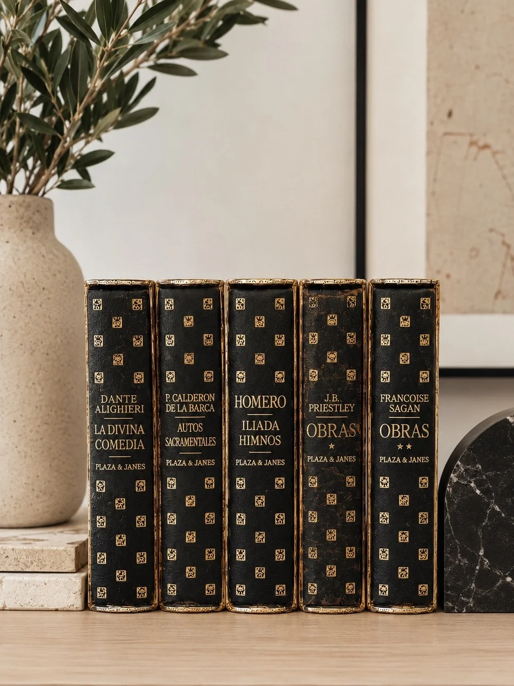 Vintage Plaza & Janés Spanish Literature Collection 5 Books Decorative Slipcases